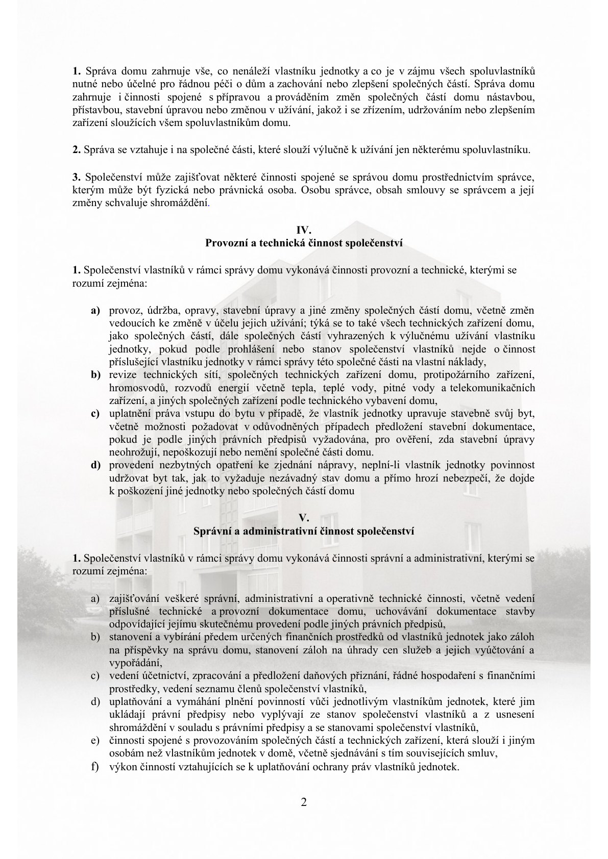 Stanovy společenství vlastníků - strana 2 z 13