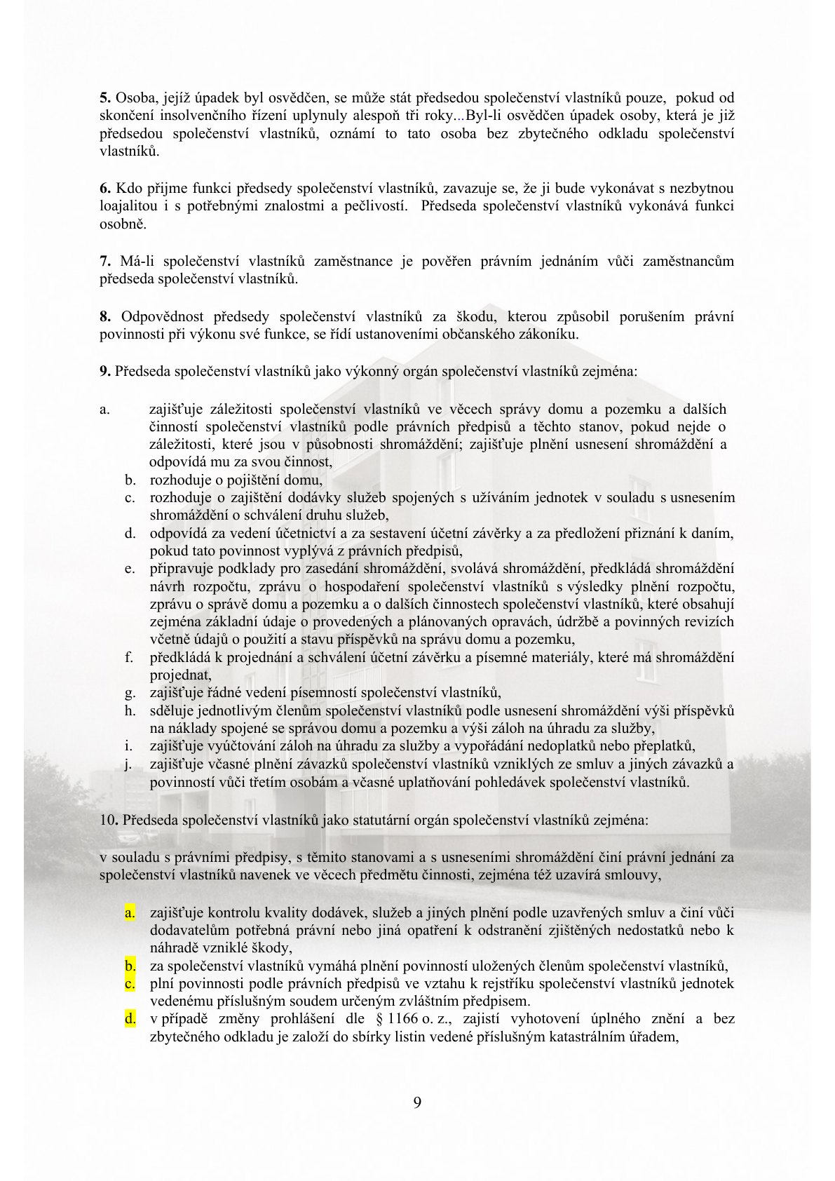 Stanovy společenství vlastníků - strana 9 z 13