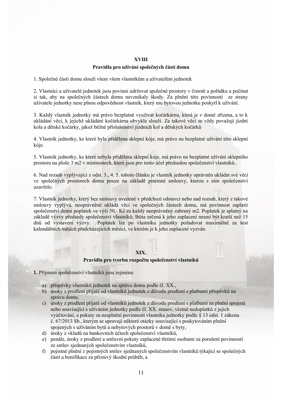 Stanovy společenství vlastníků - strana 11 z 13