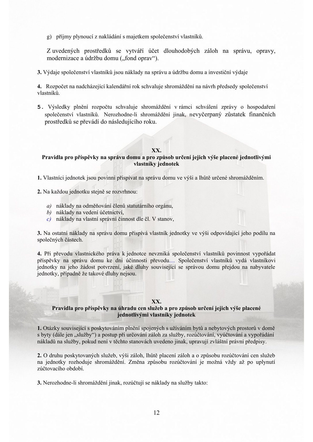 Stanovy společenství vlastníků - strana 12 z 13