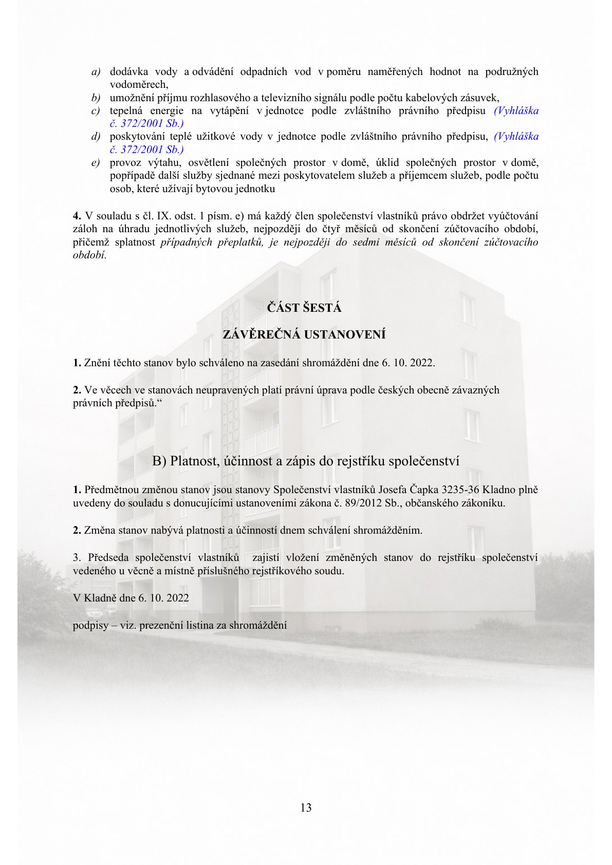 Stanovy společenství vlastníků - strana 13 z 13